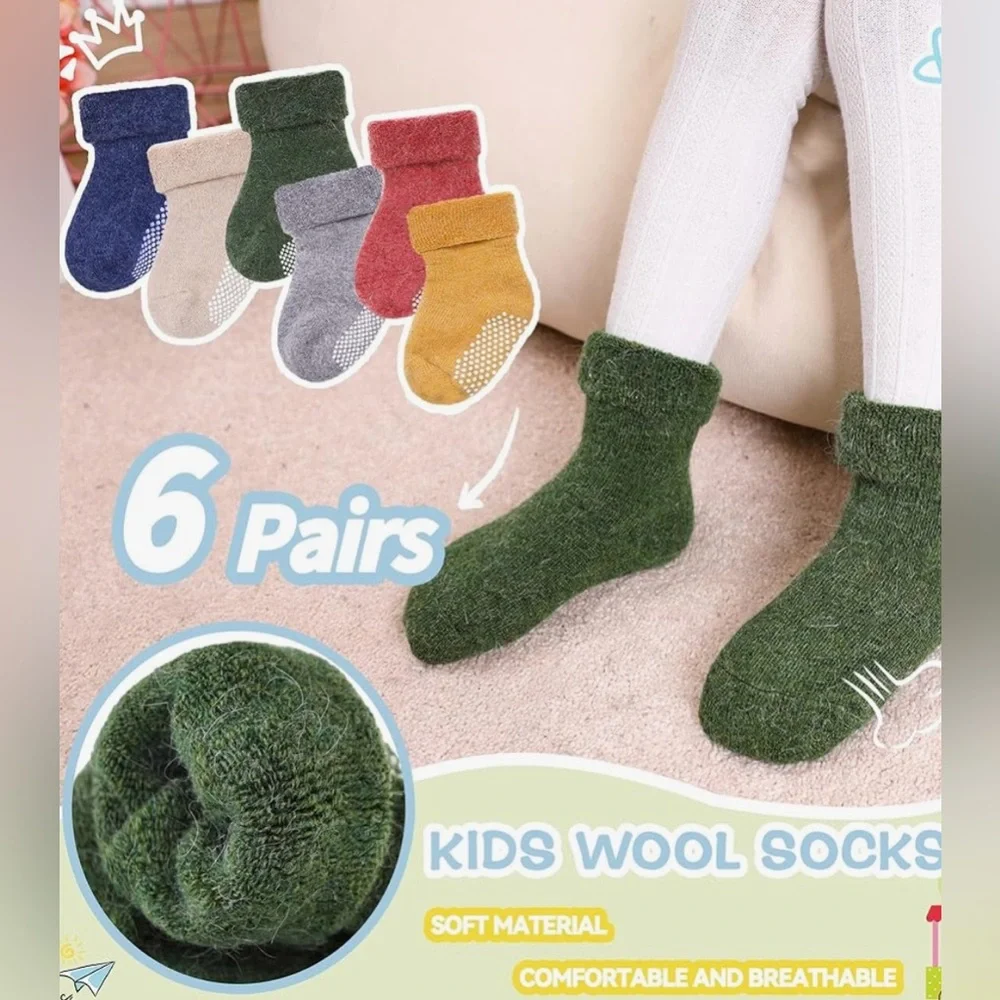 (6) Baby Merino Wool Non-Slip High Quality Floor Soft Socks